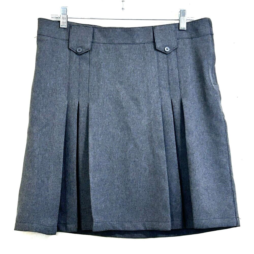 French Toast Girls Size 16 Grey Adjustable Waist Uniform Pleated Tab Skirt NWOT